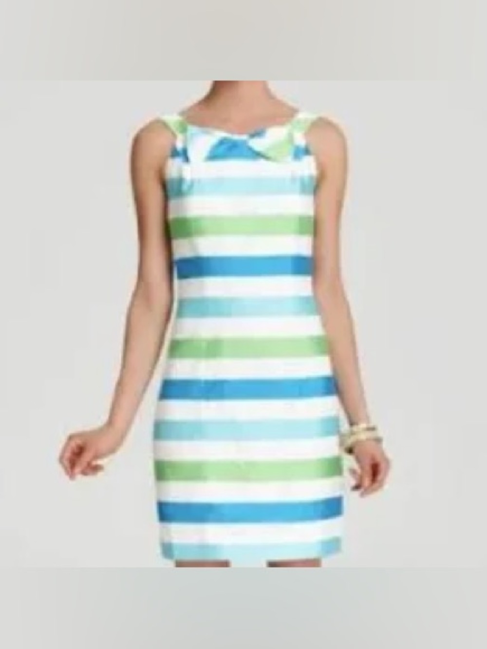 Lilly Pulitzer Henley Dress bow detail & corded organza stripe pattern size 2